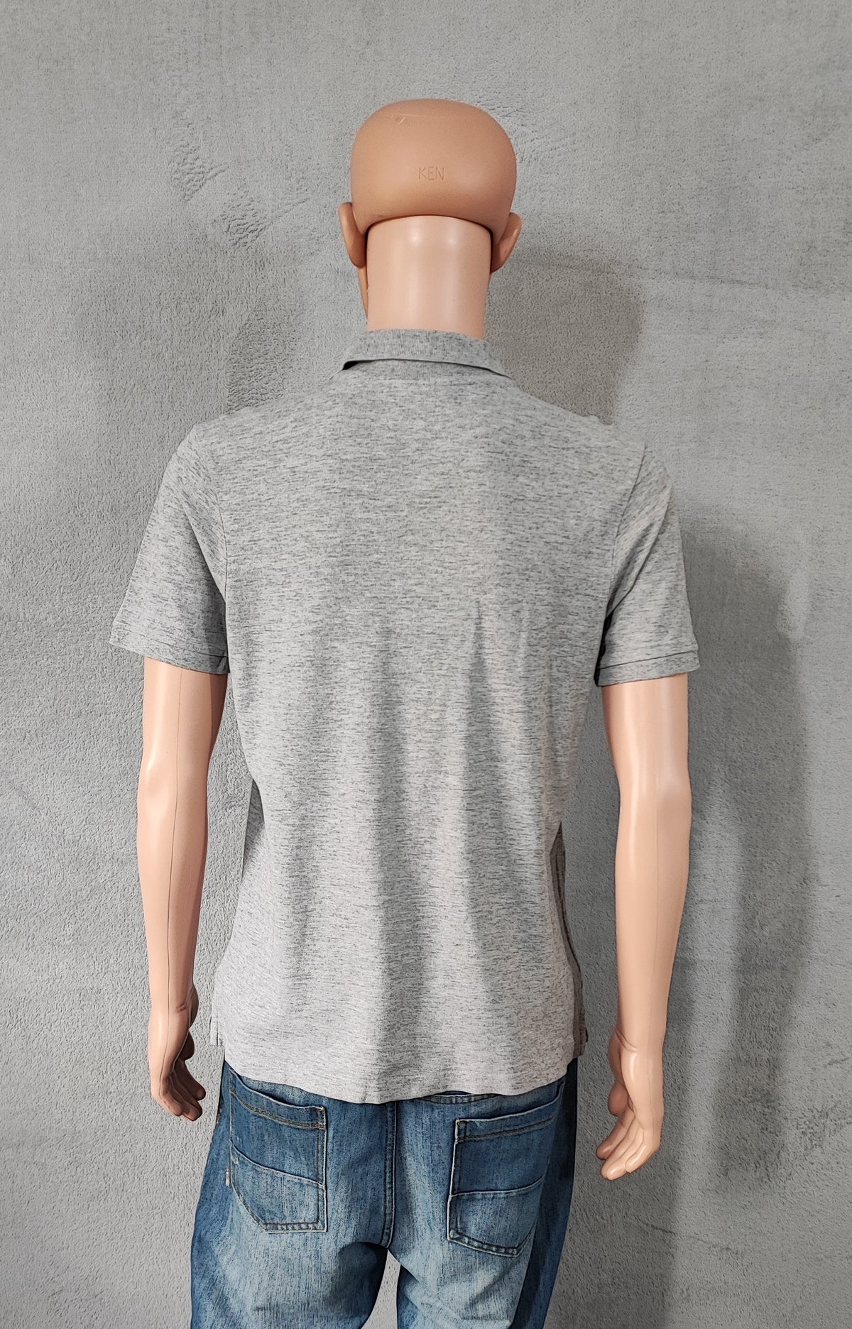 Vintage Champion Embroidered Logo Polo Shirt Grey Retro 90s Men's Size Small S