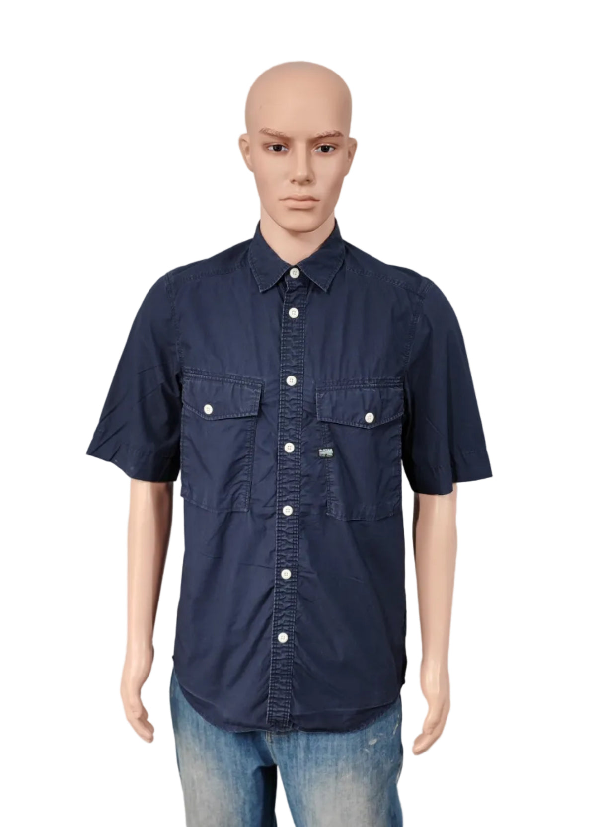 Vintage G-Star Raw Utility Short Sleeve Shirt Navy Blue Men's Size Medium M