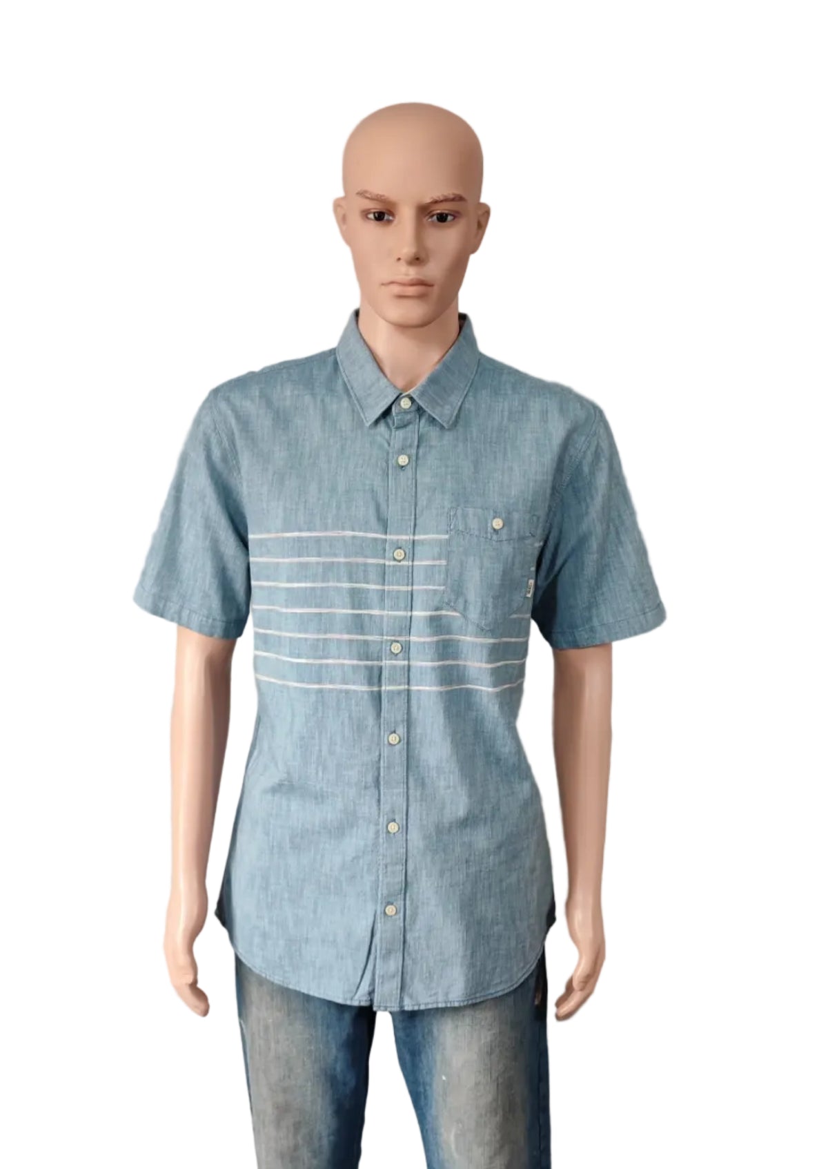 Vintage Vans Checked Short Sleeve Shirt Blue White Men's Size Large L