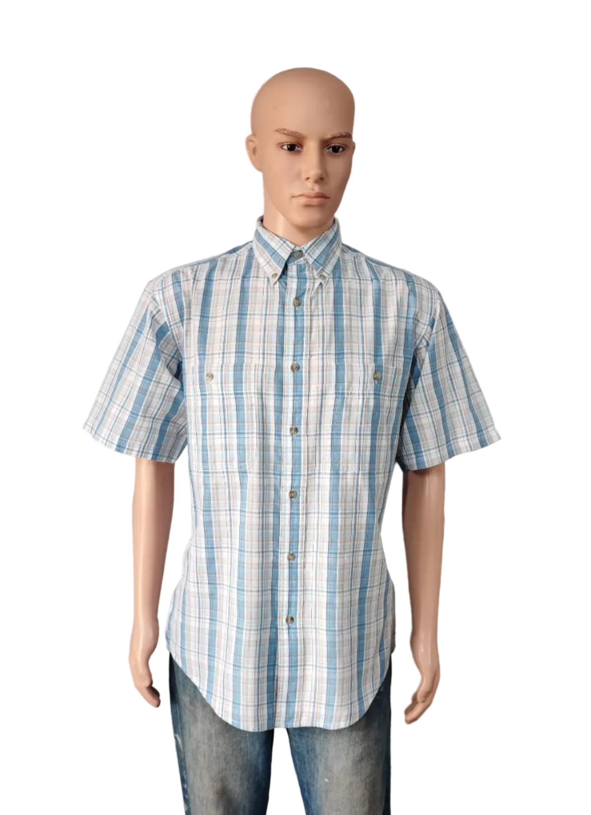 Vintage Wrangler Rugged Wear Checked Short Sleeve Shirt Retro 90s Men's Size L