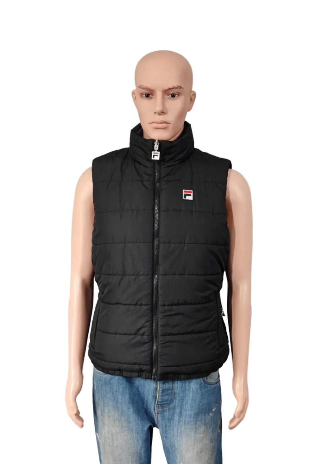 Vintage Fila Reversible Padded Gilet Vest Black Grey Camo Men Size Medium