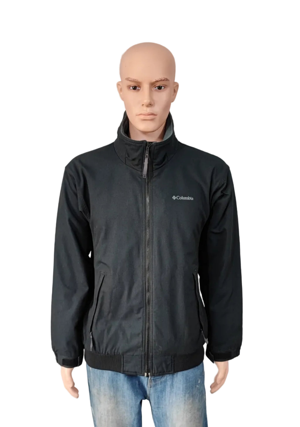 Vintage Columbia Plain Faded Black Fleece Lined Bomber Jacket Men Size Large