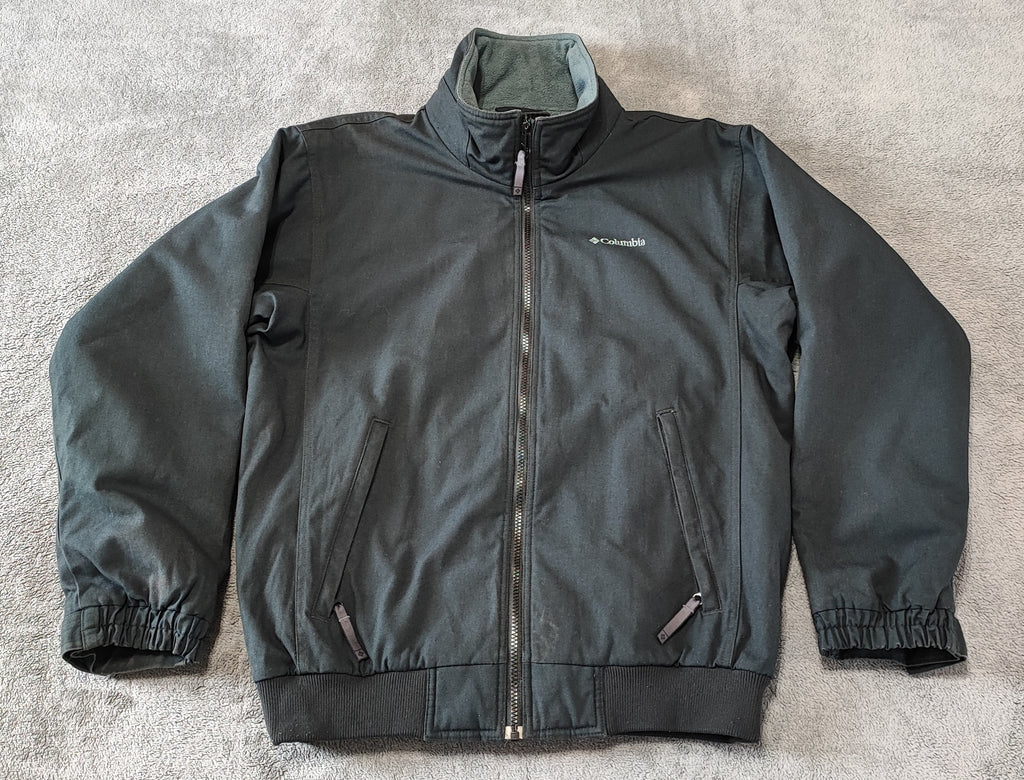Vintage Columbia Plain Faded Black Fleece Lined Bomber Jacket Men Size Large