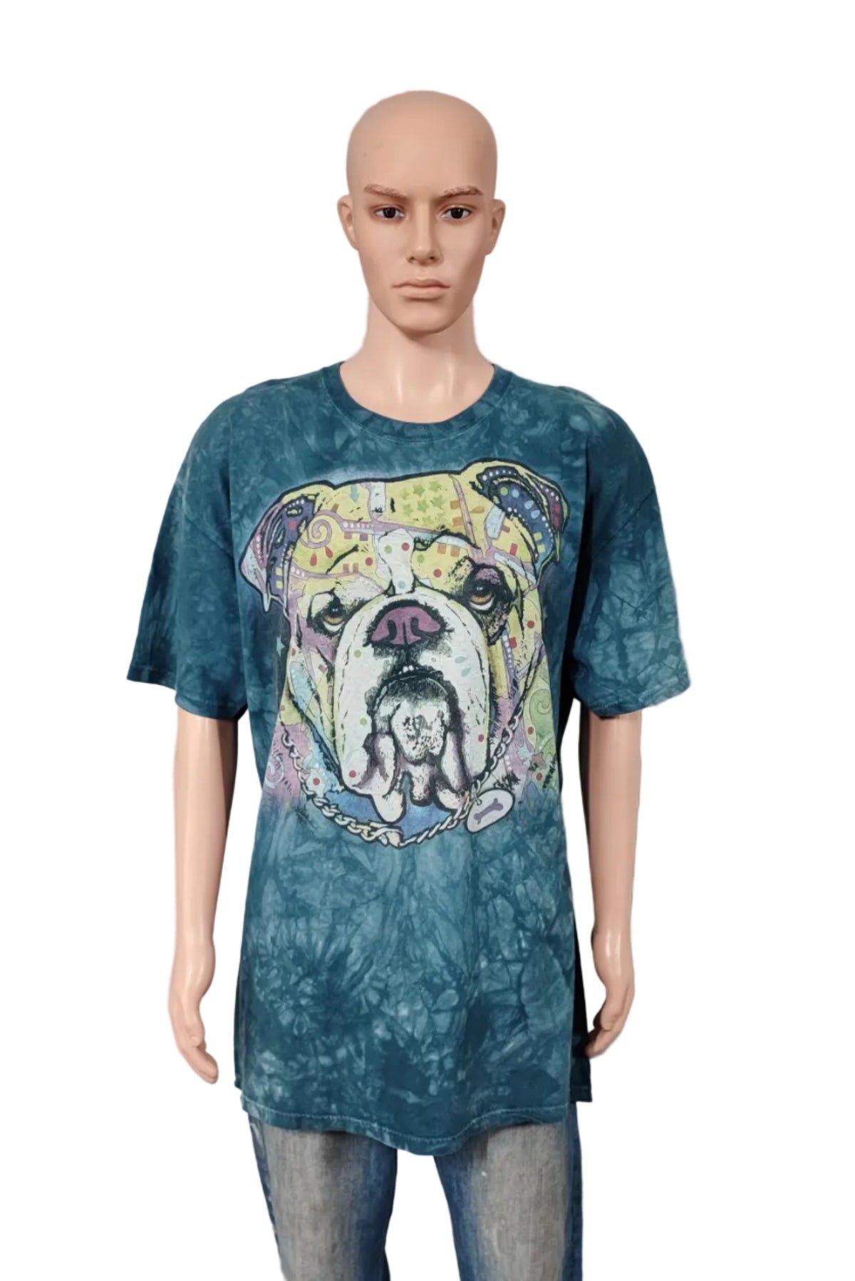 Vintage The Mountain Bulldog Tie Dye T-Shirt Big Face Graphic Men's Size XXL