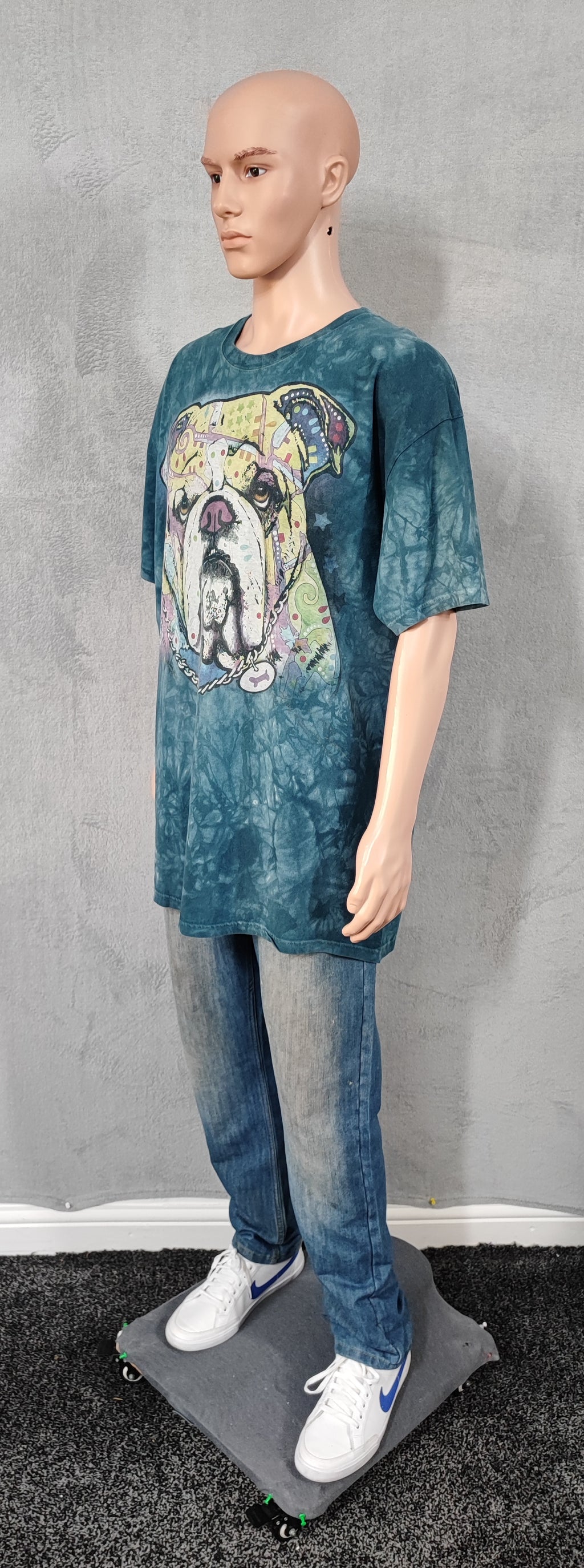 Vintage The Mountain Bulldog Tie Dye T-Shirt Big Face Graphic Men's Size XXL