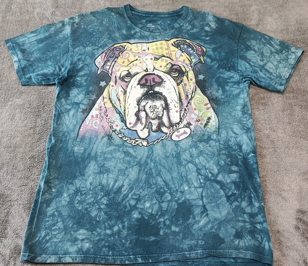 Vintage The Mountain Bulldog Tie Dye T-Shirt Big Face Graphic Men's Size XXL
