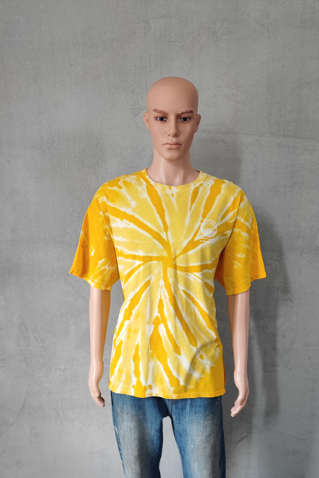 Gildan Yellow Tie Dye Paxtons Grill Little Miami Bike Trail T-Shirt Men's XL XXL