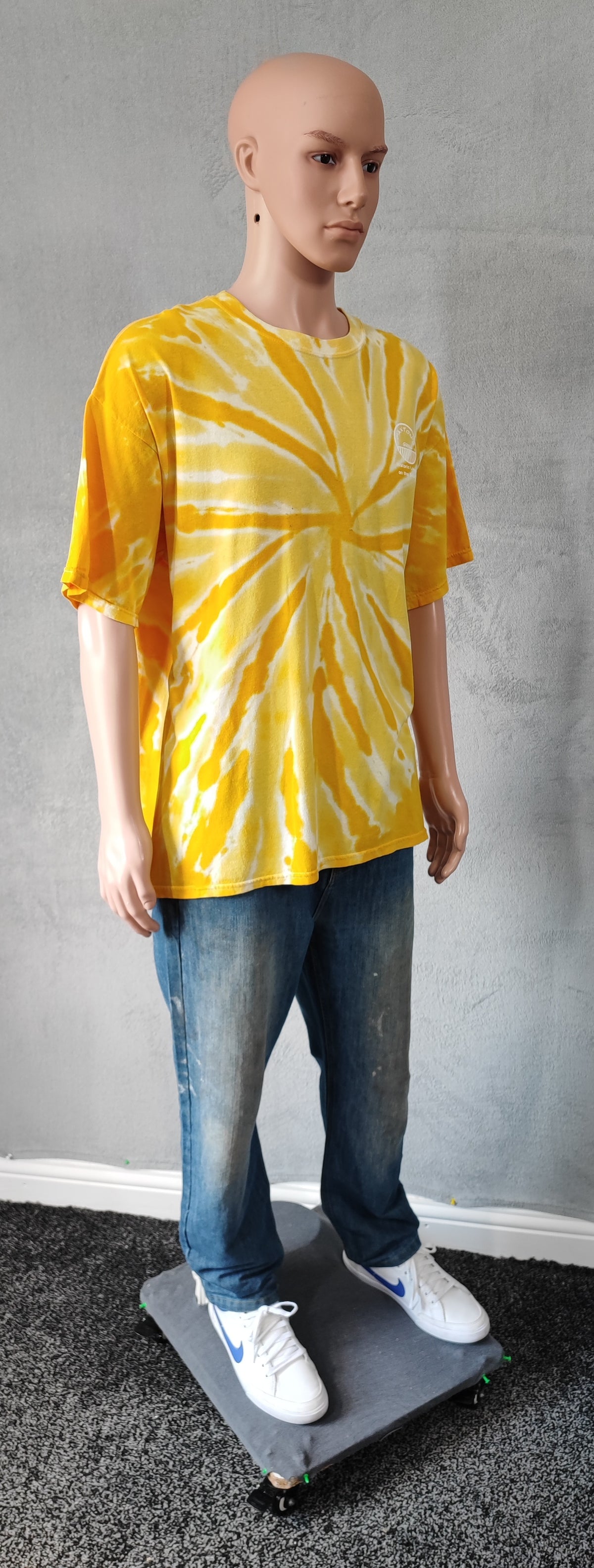 Gildan Yellow Tie Dye Paxtons Grill Little Miami Bike Trail T-Shirt Men's XL XXL