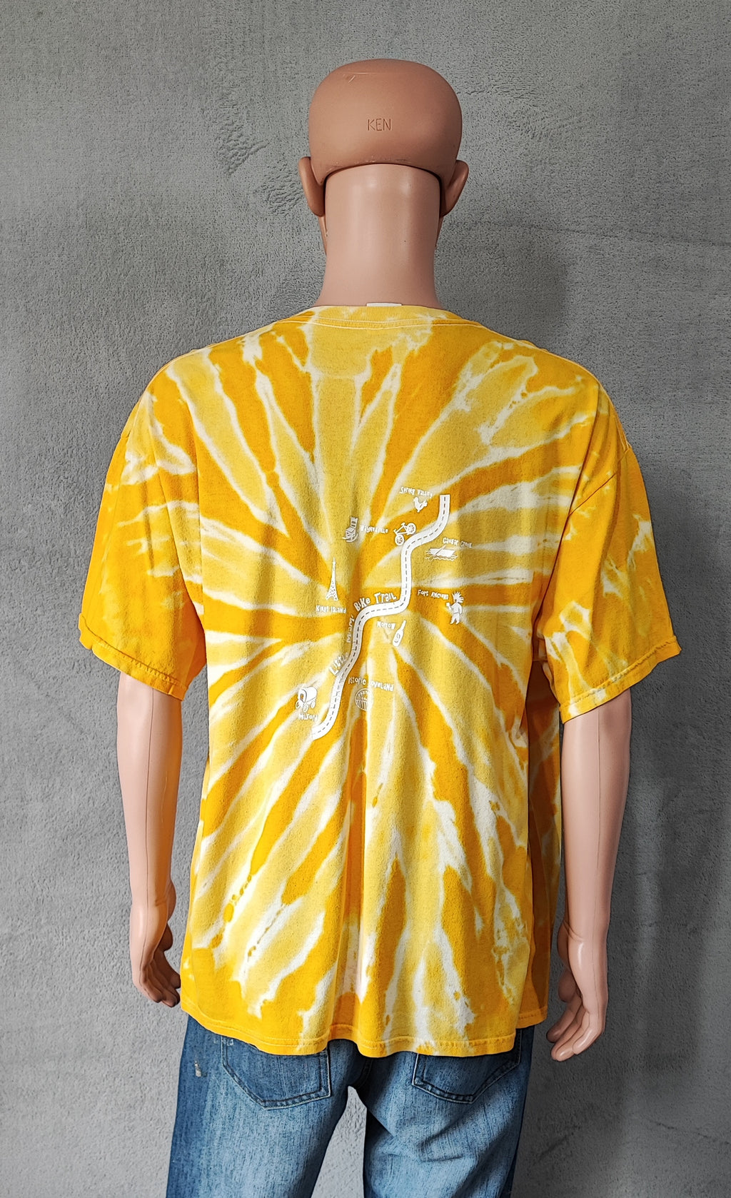 Gildan Yellow Tie Dye Paxtons Grill Little Miami Bike Trail T-Shirt Men's XL XXL