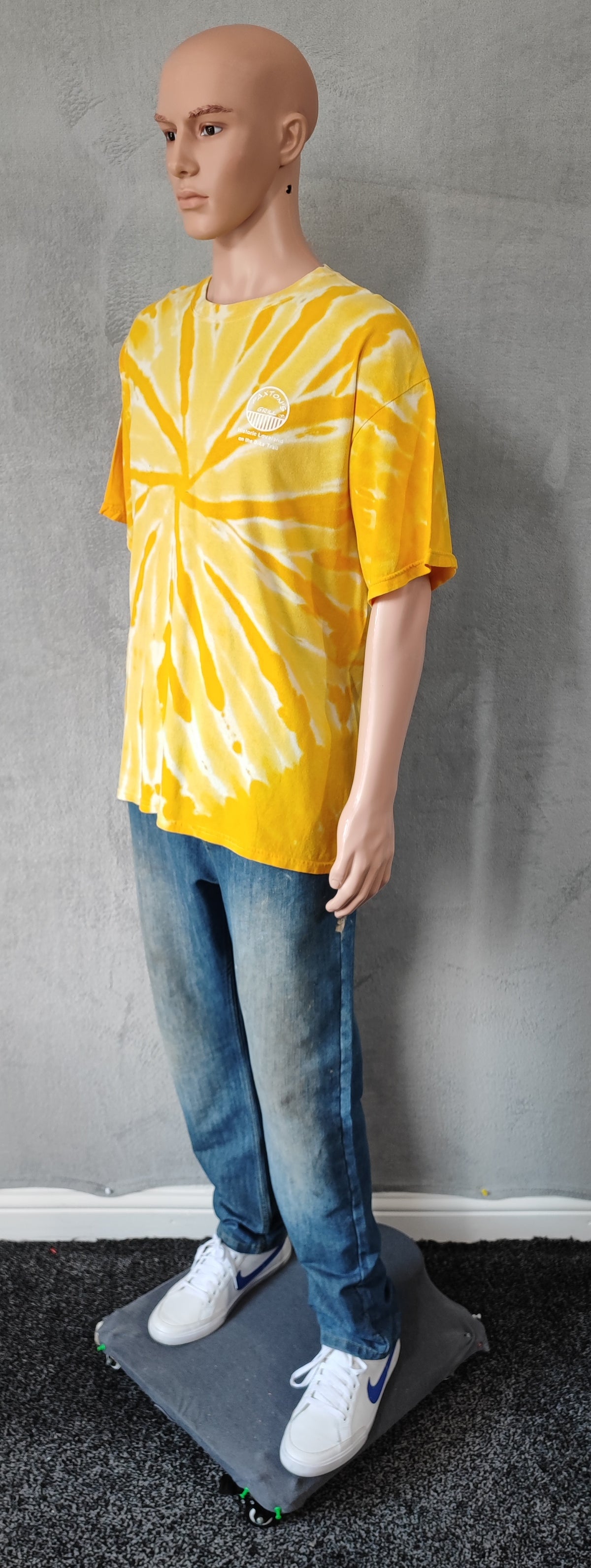 Gildan Yellow Tie Dye Paxtons Grill Little Miami Bike Trail T-Shirt Men's XL XXL