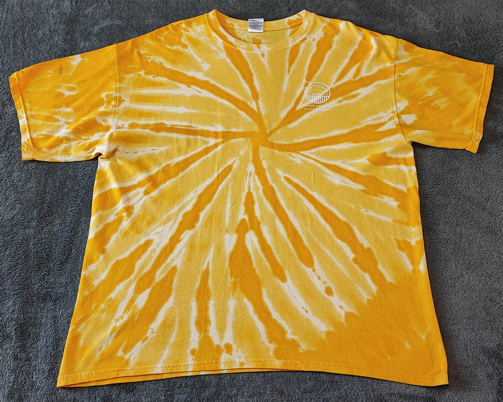 Gildan Yellow Tie Dye Paxtons Grill Little Miami Bike Trail T-Shirt Men's XL XXL