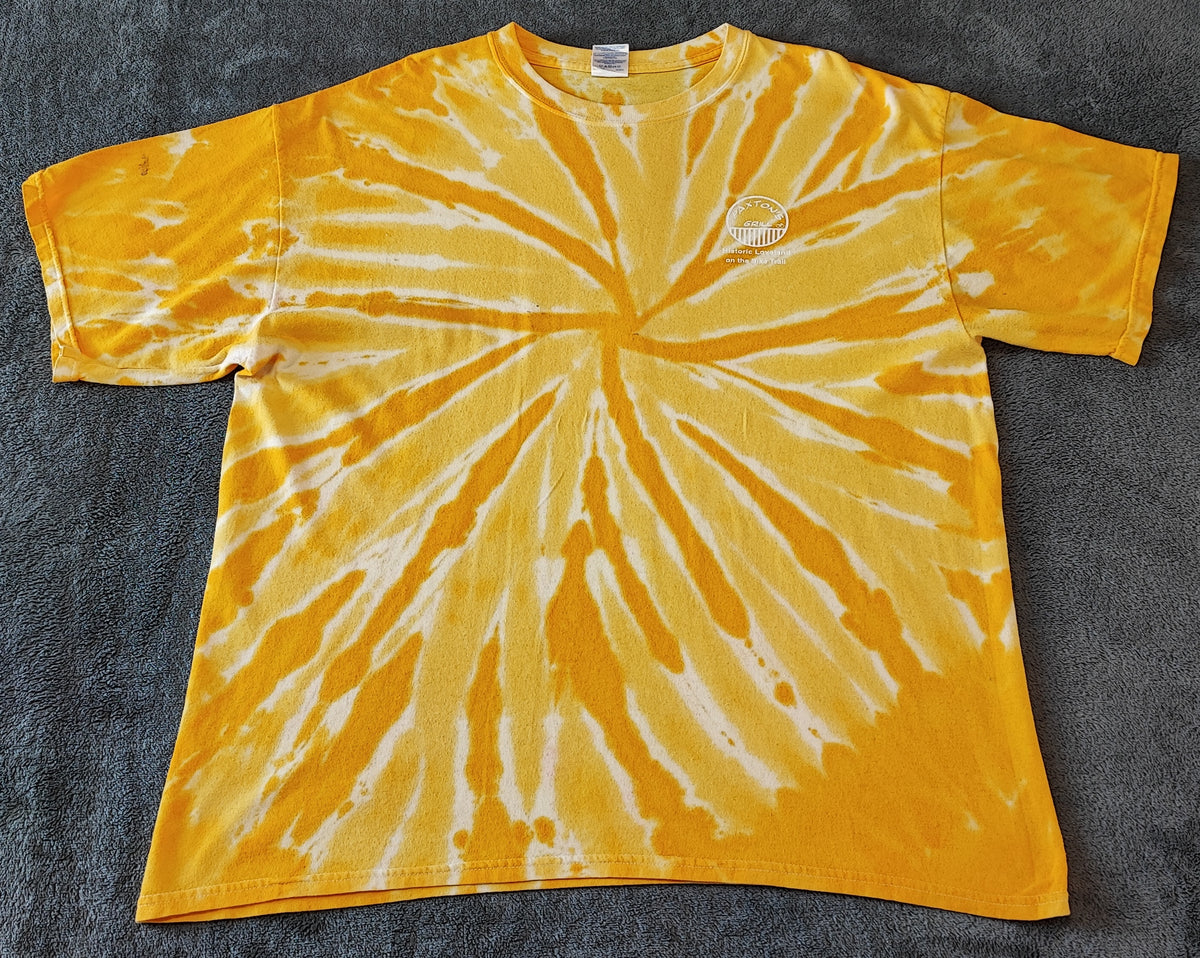 Gildan Yellow Tie Dye Paxtons Grill Little Miami Bike Trail T-Shirt Men's XL XXL