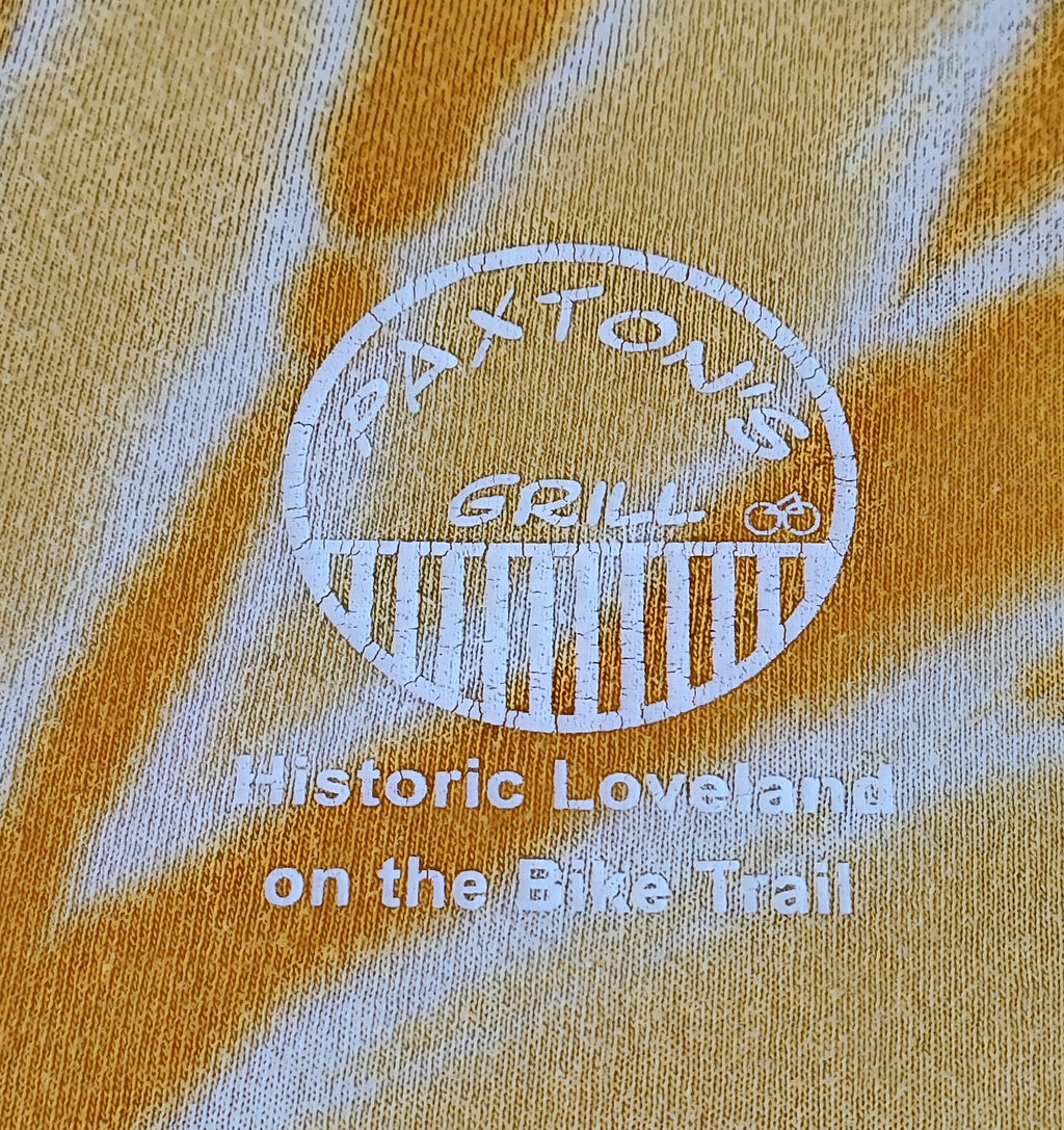 Gildan Yellow Tie Dye Paxtons Grill Little Miami Bike Trail T-Shirt Men's XL XXL
