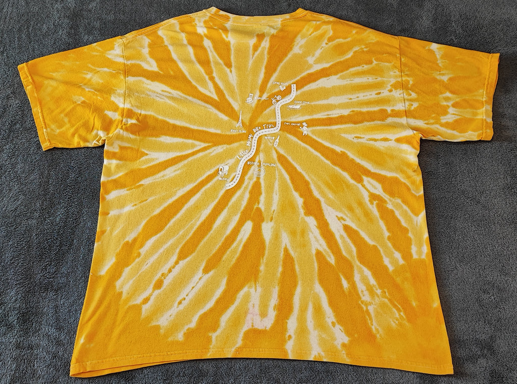 Gildan Yellow Tie Dye Paxtons Grill Little Miami Bike Trail T-Shirt Men's XL XXL
