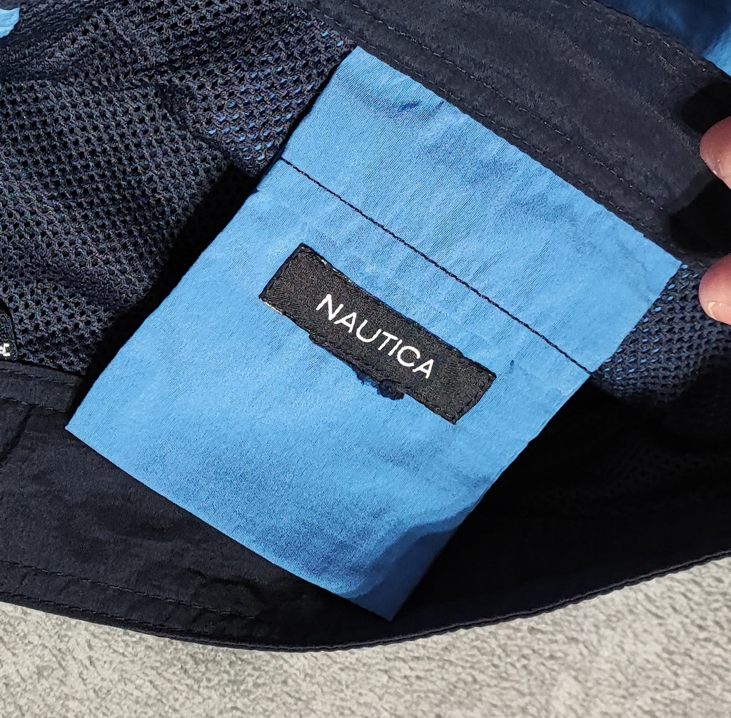Vintage Nautica Swim Shorts Colour Block Light Blue Board Shorts Men 30W 32W