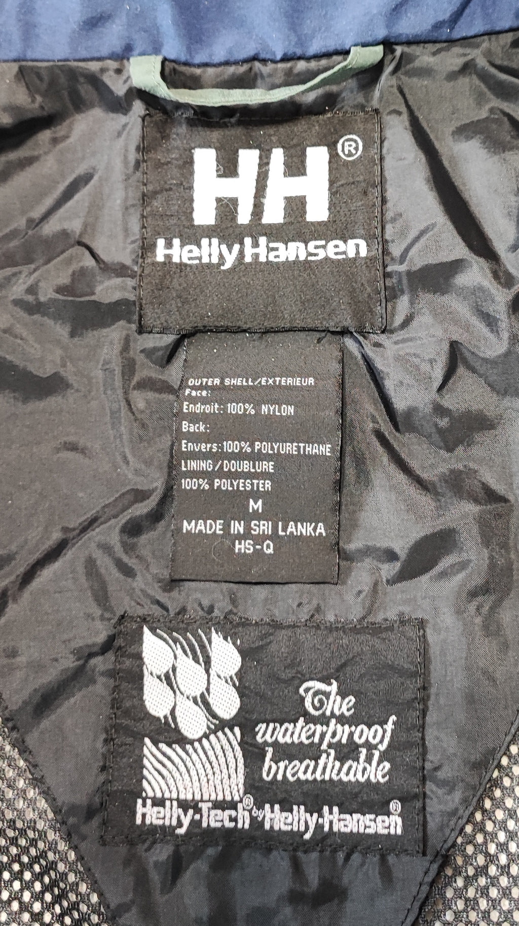 Vintage Helly Hansen Green Navy Colour Block Sailing Jacket Men Size XL