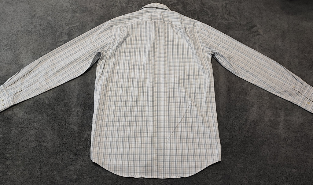Vintage Lacoste Made in France Checked Long Sleeve Shirt Blue White Men's Size M