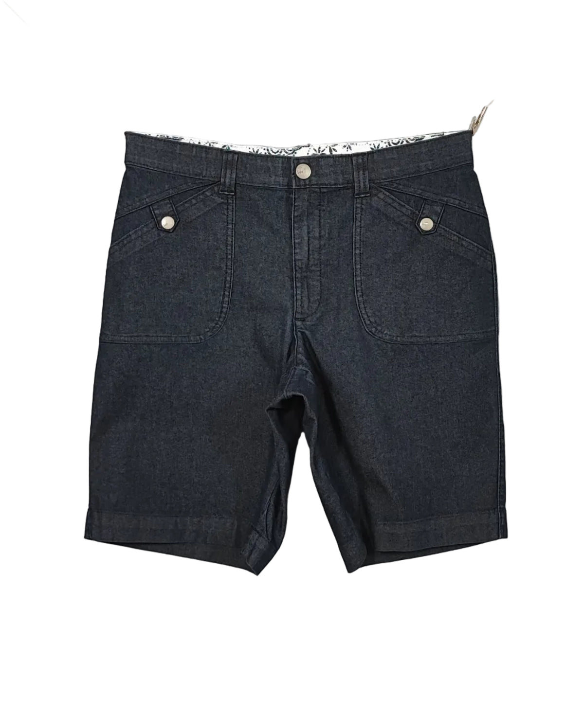 Lee Navy Blue Denim Shorts Women Size 30 Waist Comfort Band Stretch Jorts