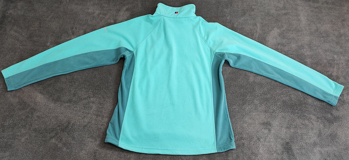 Vintage Berghaus Plain Turquoise Blue Half Zip Fleece Pullover Women UK 12 14