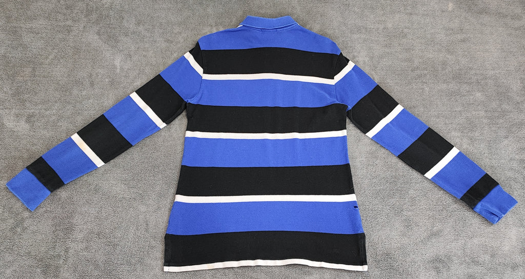 Vintage Polo Ralph Lauren Striped Rugby Shirt Blue Black White 90s Size Small S