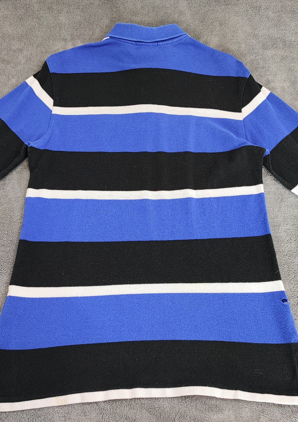 Vintage Polo Ralph Lauren Striped Rugby Shirt Blue Black White 90s Size Small S