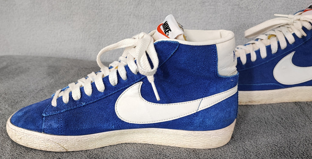 Vintage Nike Blazer High Suede Blue White Trainers Shoes Men Size UK 8 EU 42.5
