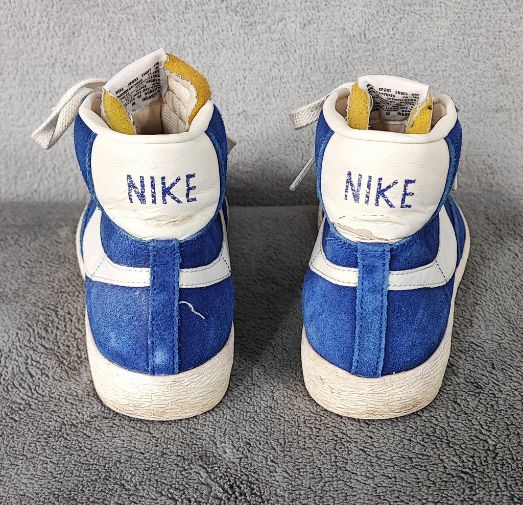 Vintage Nike Blazer High Suede Blue White Trainers Shoes Men Size UK 8 EU 42.5