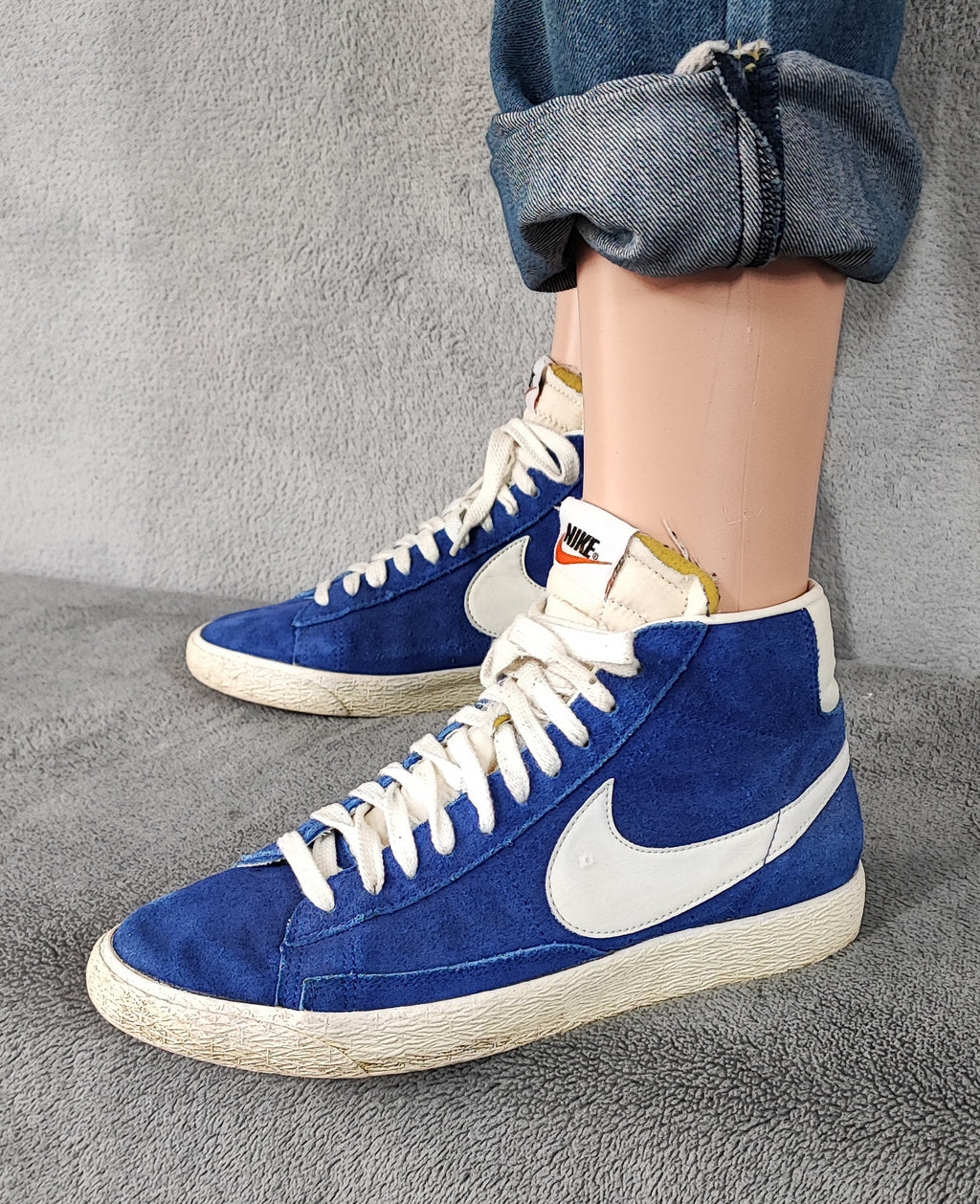 Vintage Nike Blazer High Suede Blue White Trainers Shoes Men Size UK 8 EU 42.5