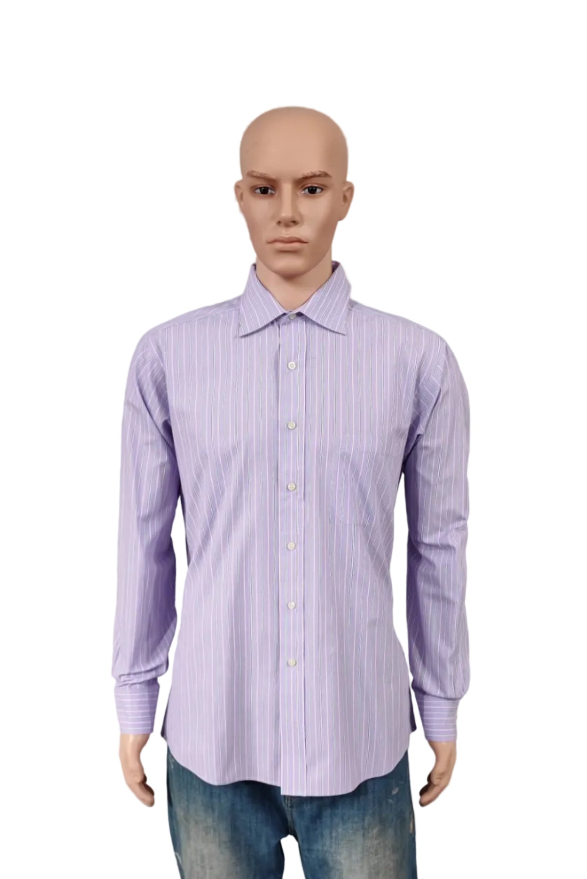 Vintage Chaps Striped Long Sleeve Shirt White Purple Men's Size Large L