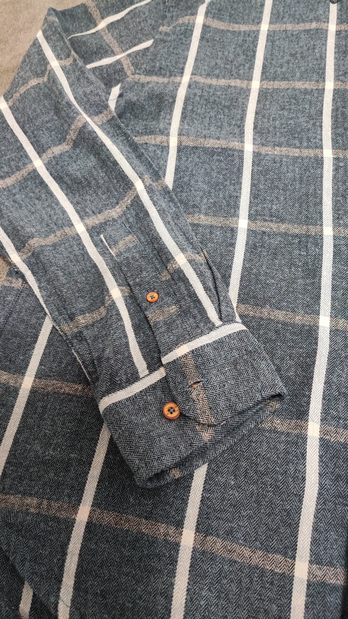 Vintage Ben Sherman Plain Long Sleeve Mod Button Down Shirt Blue Men Size Large