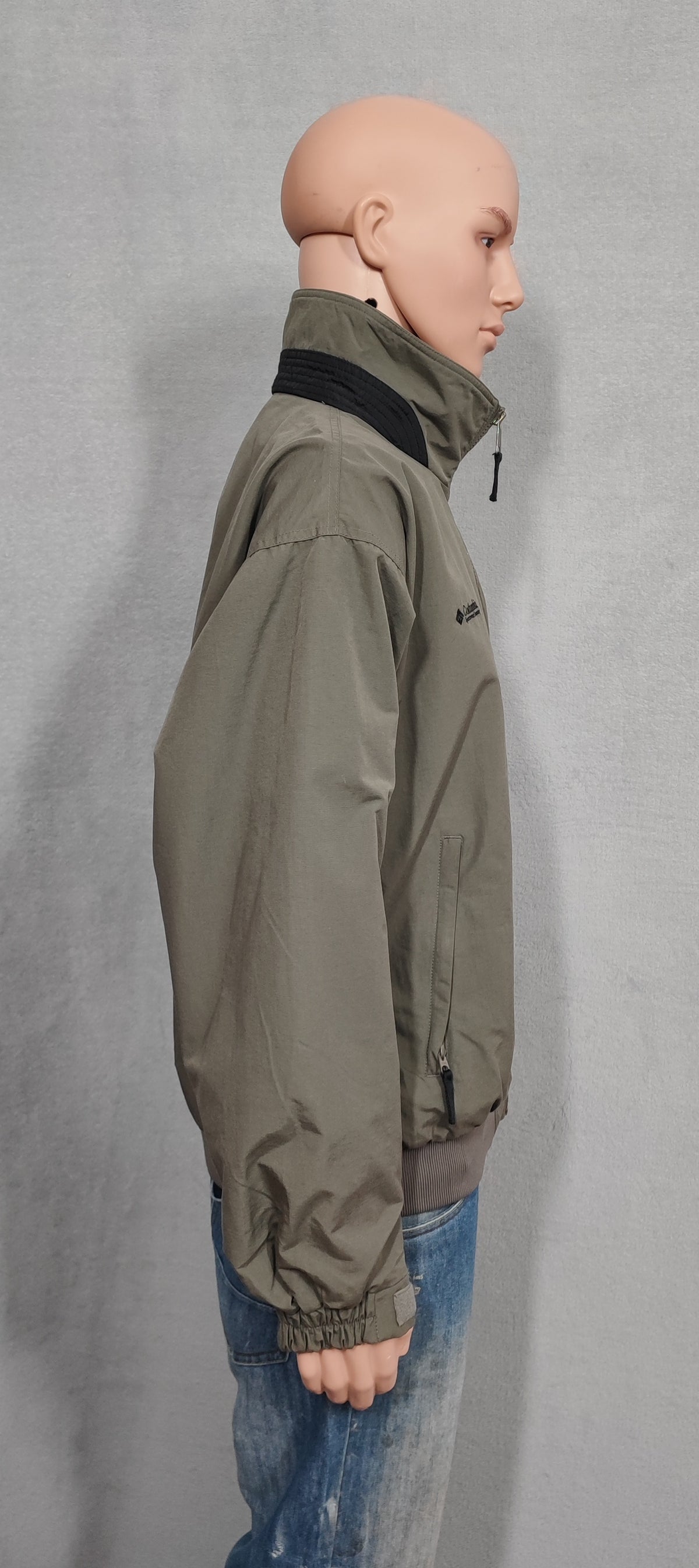Vintage Columbia Plain Khaki Tan Nylon Technical Shell Jacket Men Size 3XL