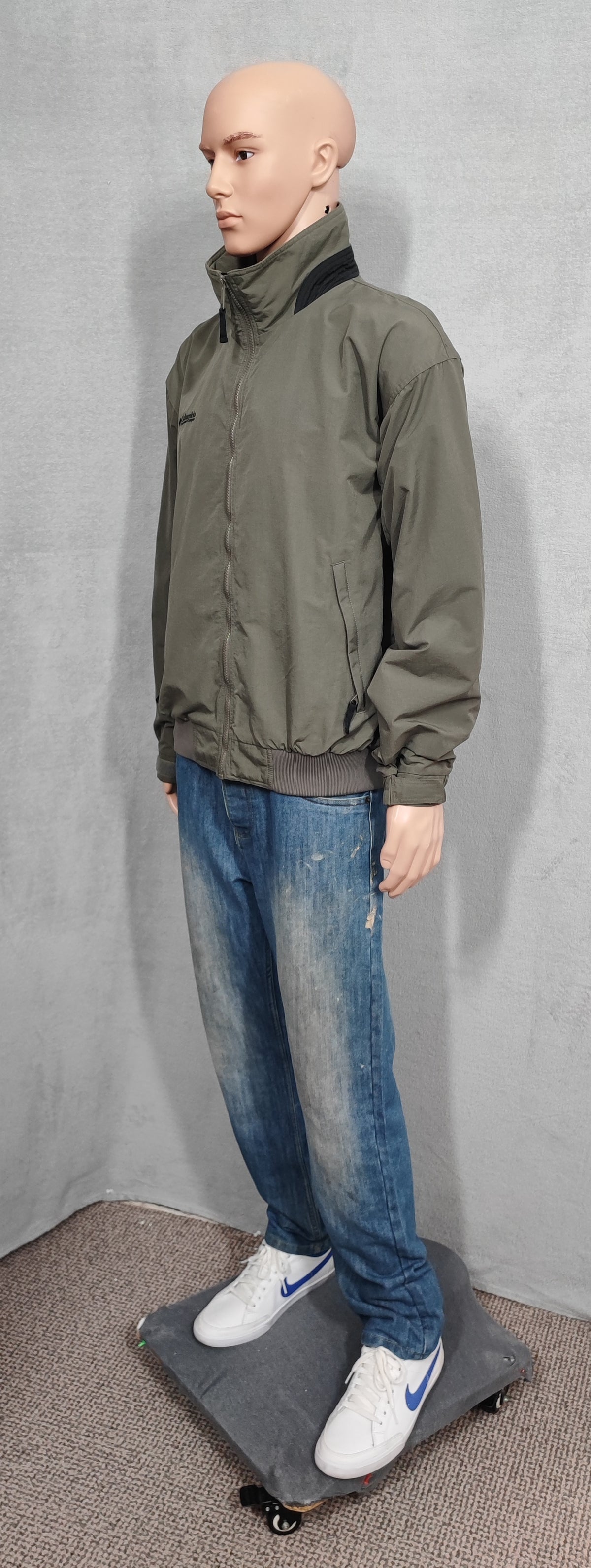 Vintage Columbia Plain Khaki Tan Nylon Technical Shell Jacket Men Size 3XL