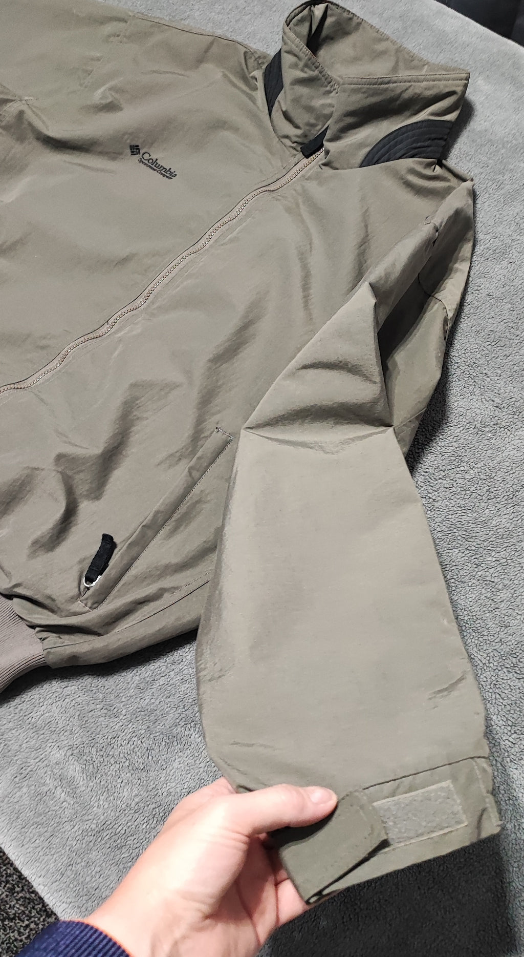 Vintage Columbia Plain Khaki Tan Nylon Technical Shell Jacket Men Size 3XL
