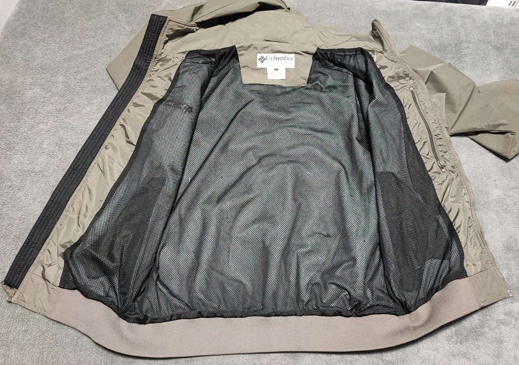 Vintage Columbia Plain Khaki Tan Nylon Technical Shell Jacket Men Size 3XL