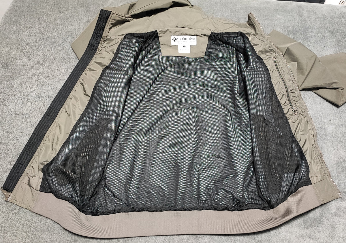 Vintage Columbia Plain Khaki Tan Nylon Technical Shell Jacket Men Size 3XL