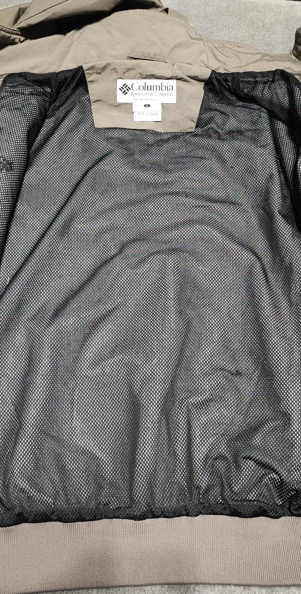 Vintage Columbia Plain Khaki Tan Nylon Technical Shell Jacket Men Size 3XL