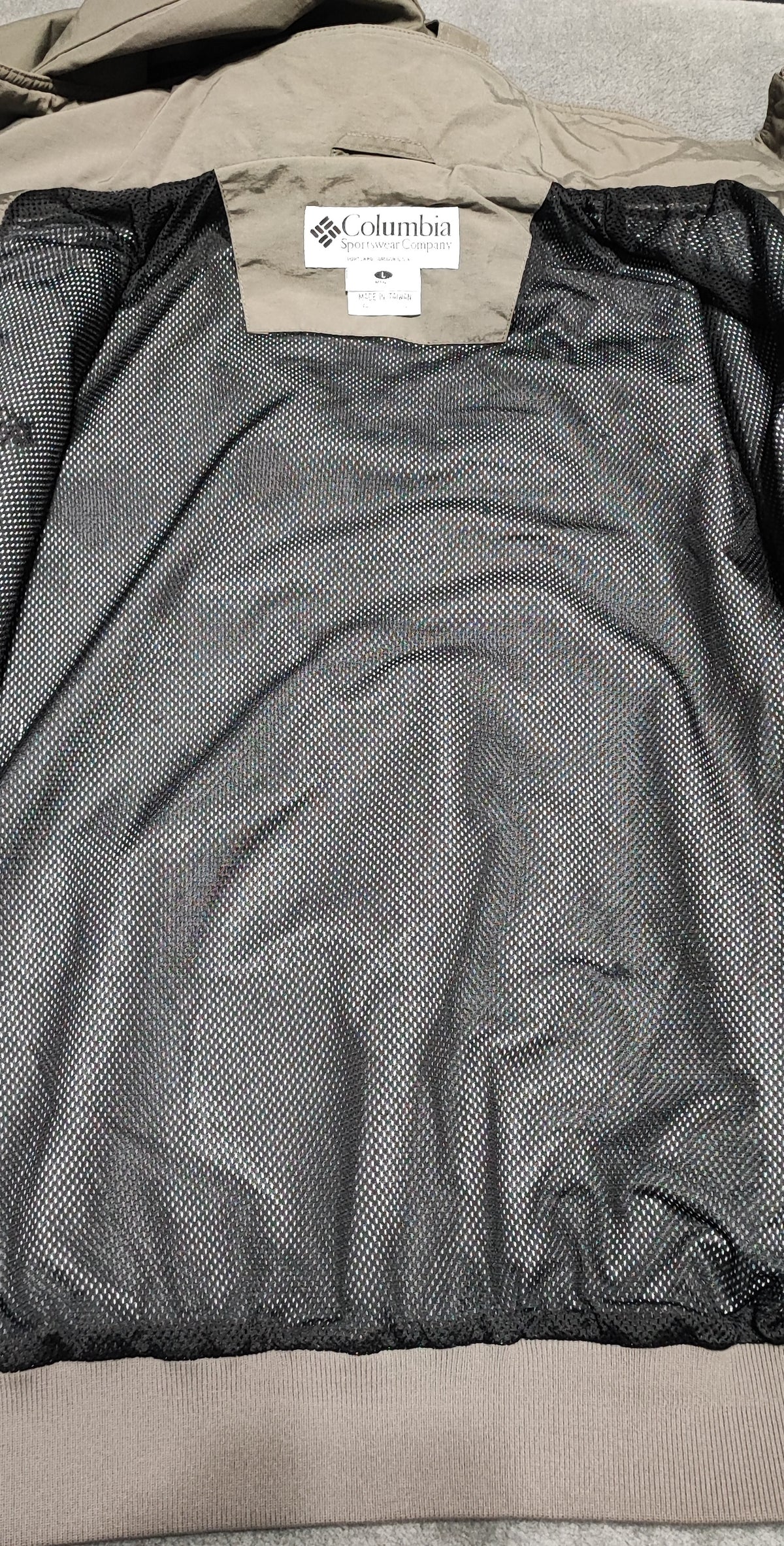 Vintage Columbia Plain Khaki Tan Nylon Technical Shell Jacket Men Size 3XL