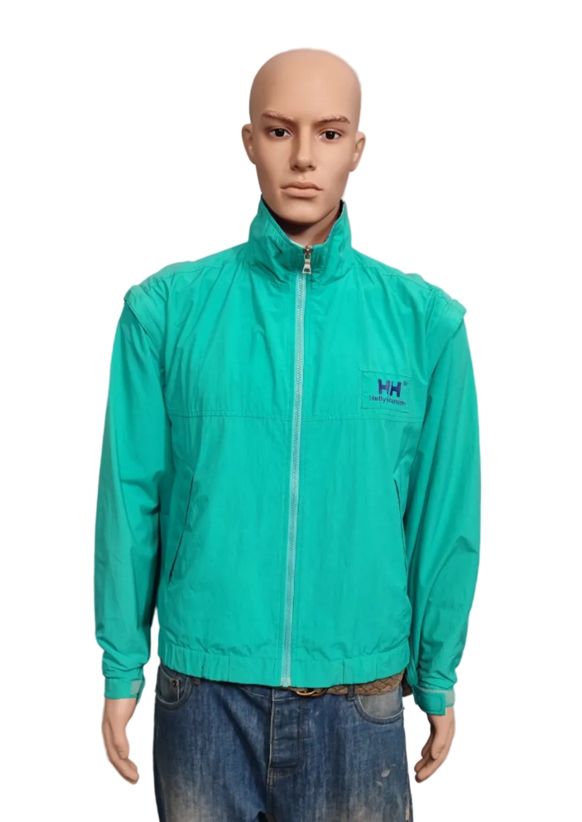 Vintage Helly Hansen Plain Forest Green Full Zip Technical Jacket Men Size XL