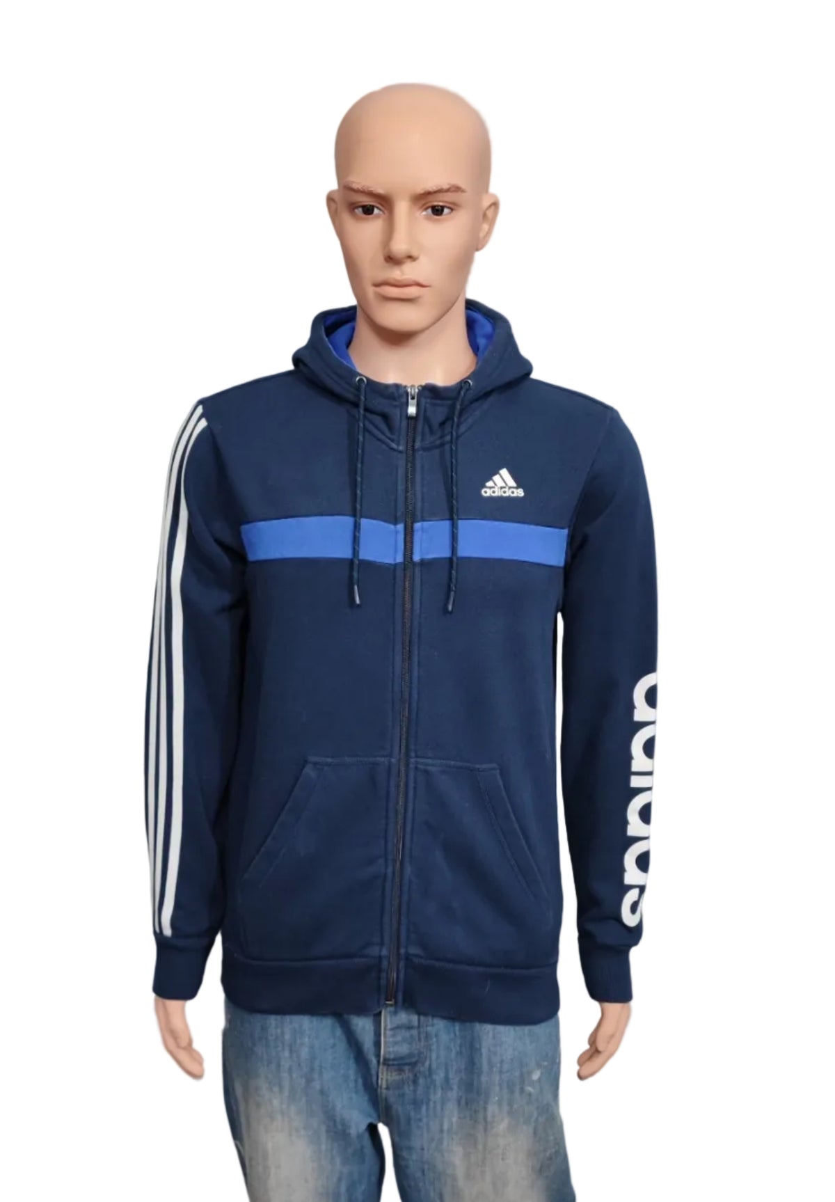 Vintage adidas Striped Hooded Track Jacket Faded Blue Men Size Medium