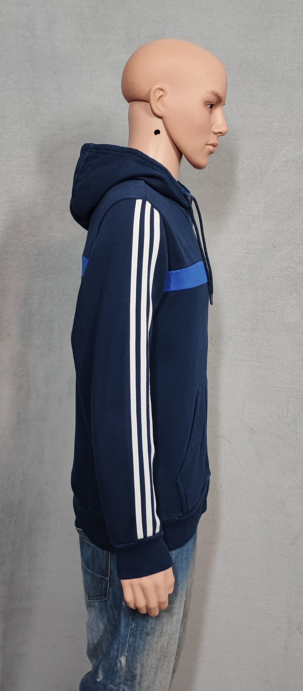 Vintage adidas Striped Hooded Track Jacket Faded Blue Men Size Medium