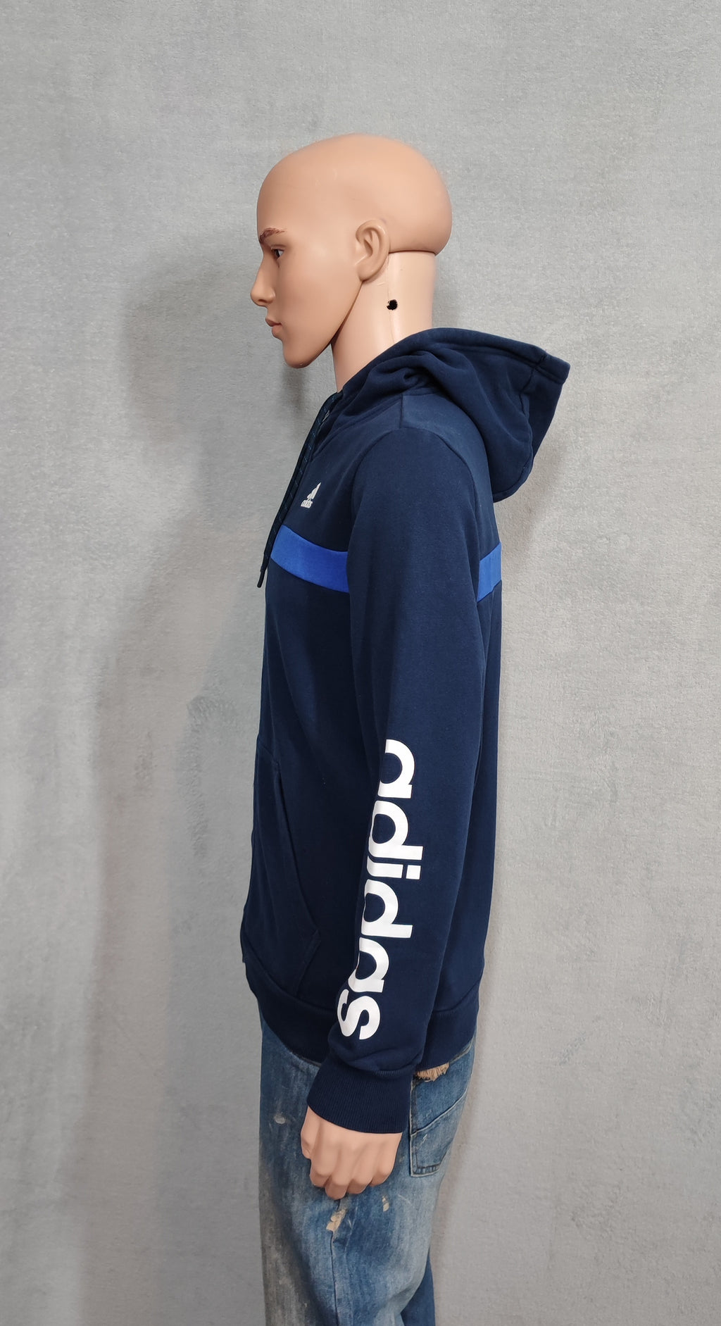 Vintage adidas Striped Hooded Track Jacket Faded Blue Men Size Medium