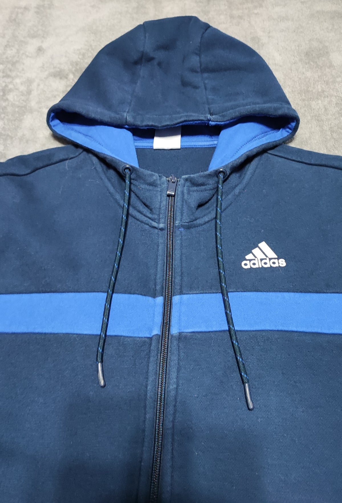 Vintage adidas Striped Hooded Track Jacket Faded Blue Men Size Medium