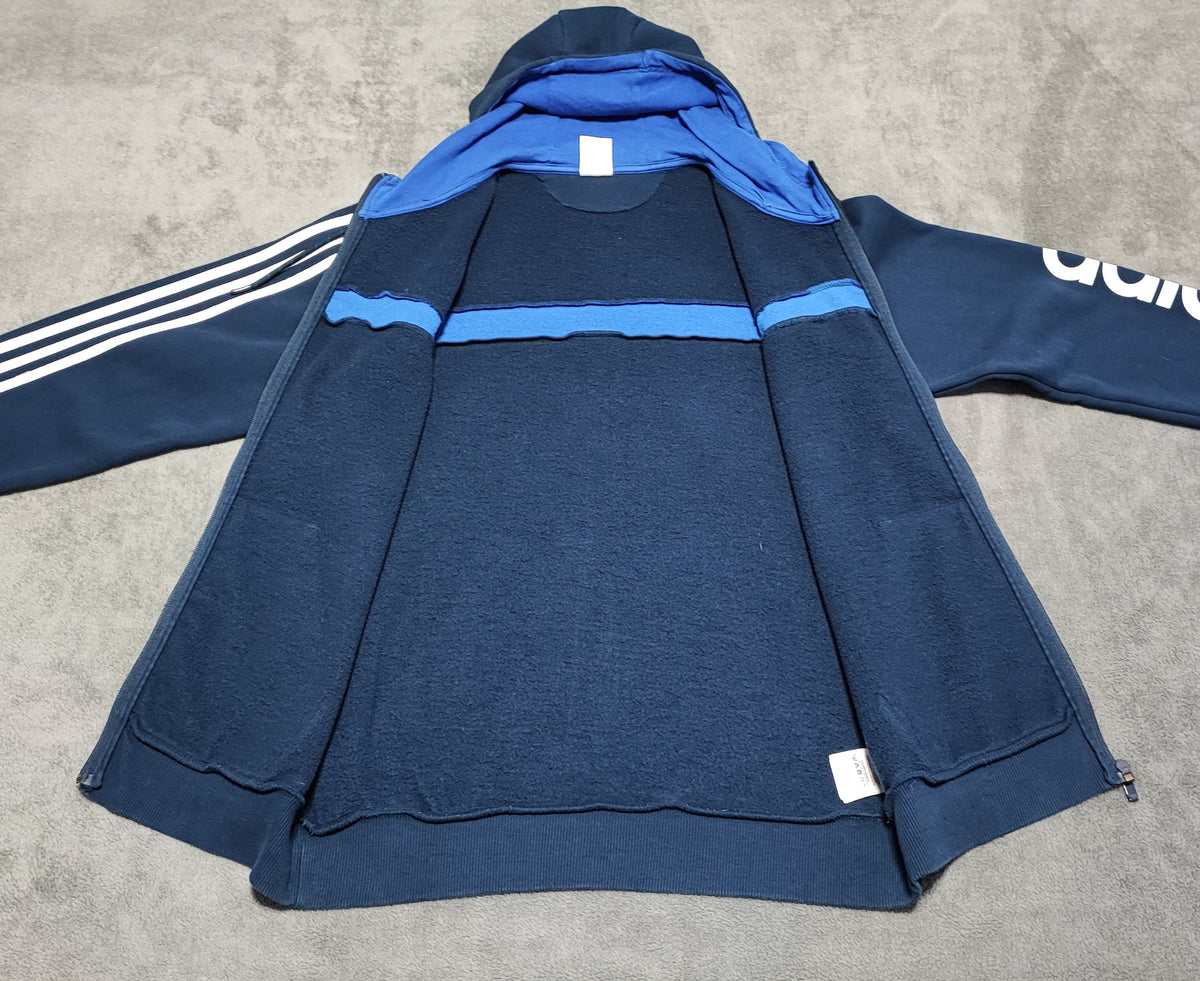 Vintage adidas Striped Hooded Track Jacket Faded Blue Men Size Medium
