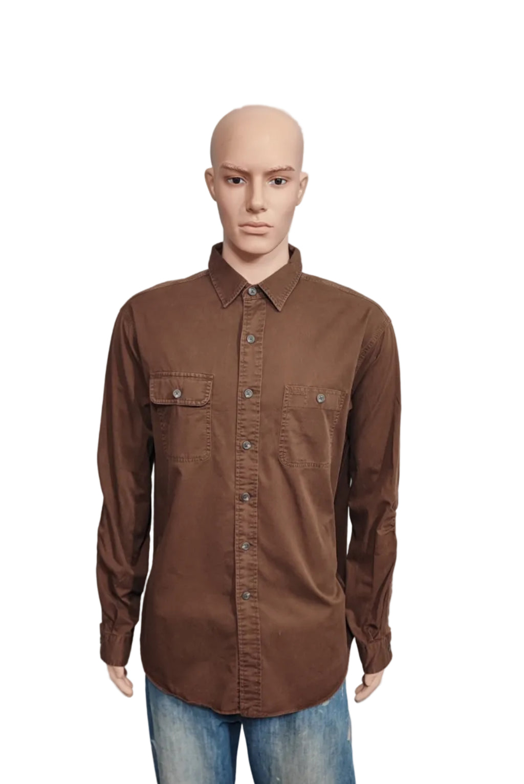 Vintage Polo Ralph Lauren Utility Long Sleeve Shirt Faded Brown Men's Size XL