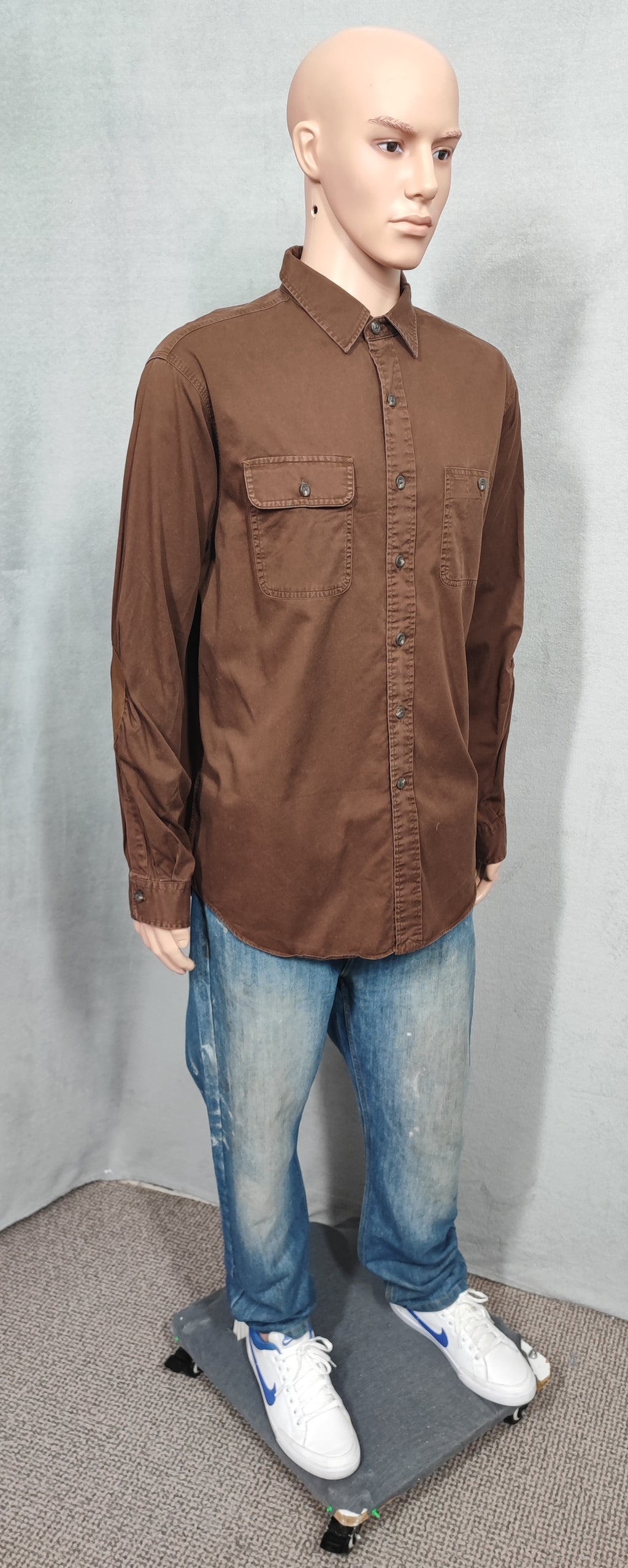 Vintage Polo Ralph Lauren Utility Long Sleeve Shirt Faded Brown Men's Size XL