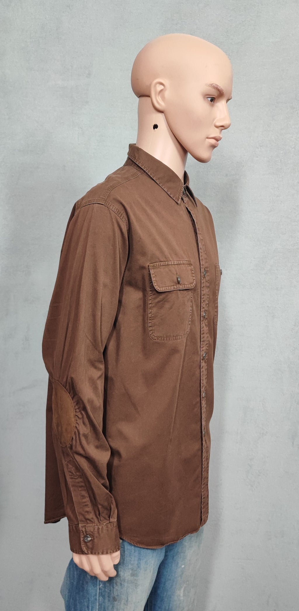 Vintage Polo Ralph Lauren Utility Long Sleeve Shirt Faded Brown Men's Size XL