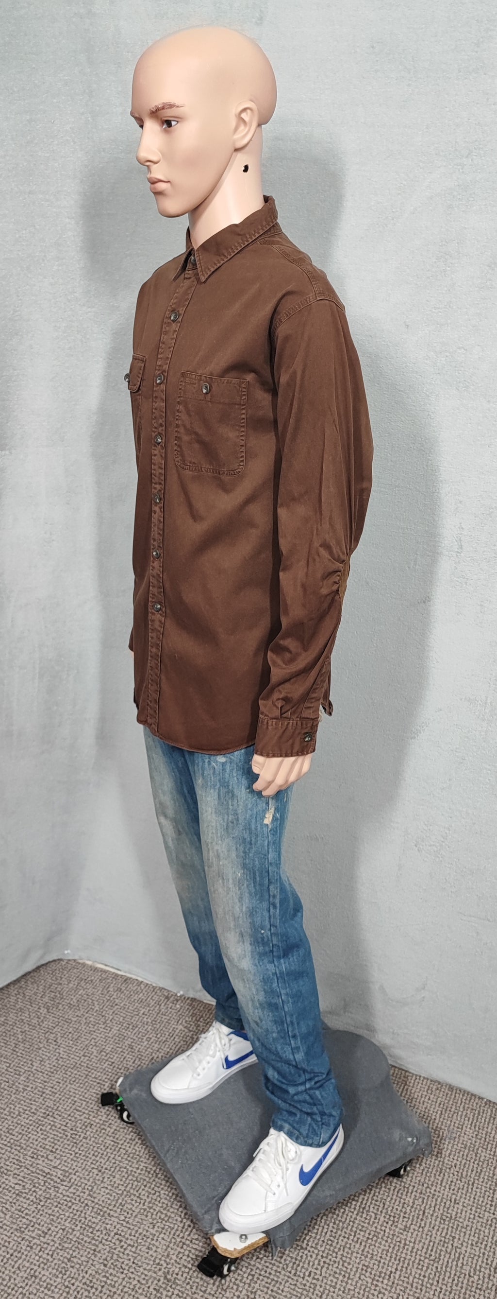 Vintage Polo Ralph Lauren Utility Long Sleeve Shirt Faded Brown Men's Size XL
