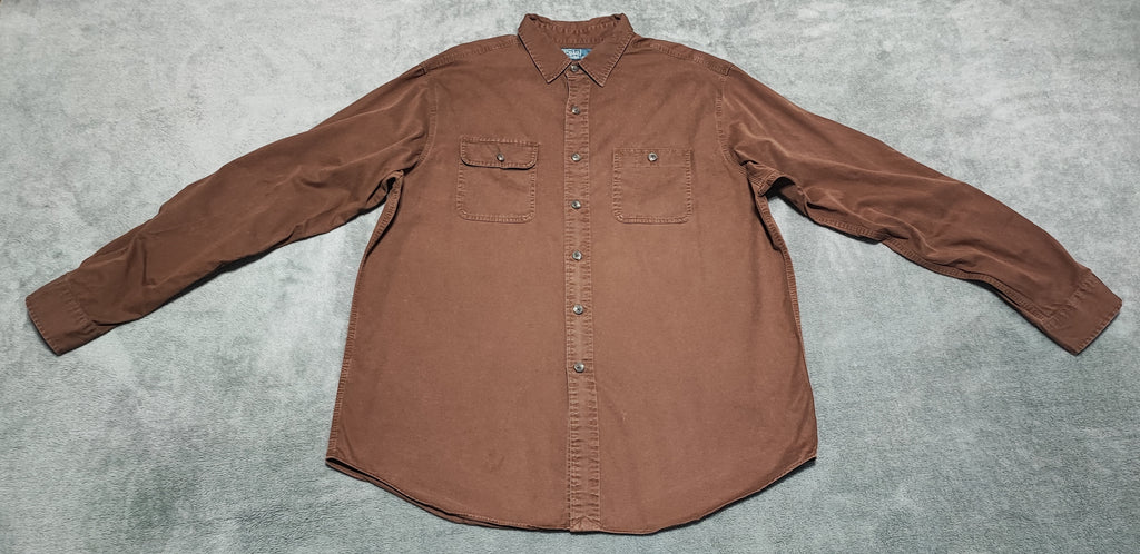 Vintage Polo Ralph Lauren Utility Long Sleeve Shirt Faded Brown Men's Size XL