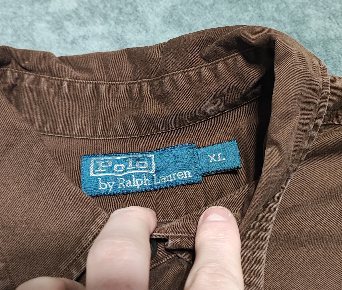 Vintage Polo Ralph Lauren Utility Long Sleeve Shirt Faded Brown Men's Size XL