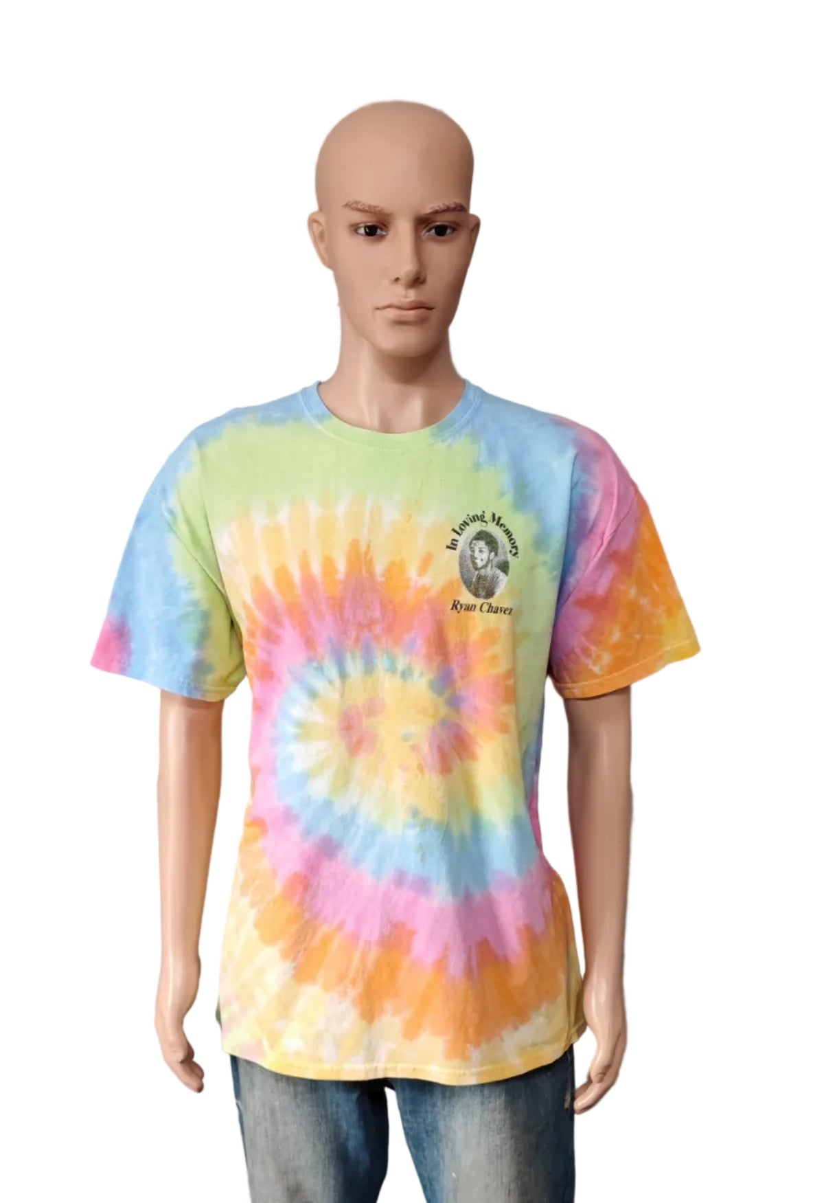 Vintage Gildan Tie Dye Memorial Event Graphic T-Shirt Psychedelic Men's Size XL